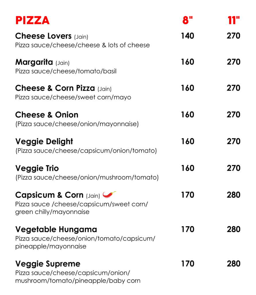 Menu Den's Pizza